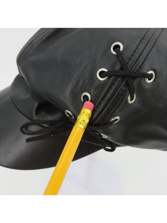 Harley Davidson Adult Large Black Leather Embroidered Lace Up Cabbie Newsboy Hat main image 8